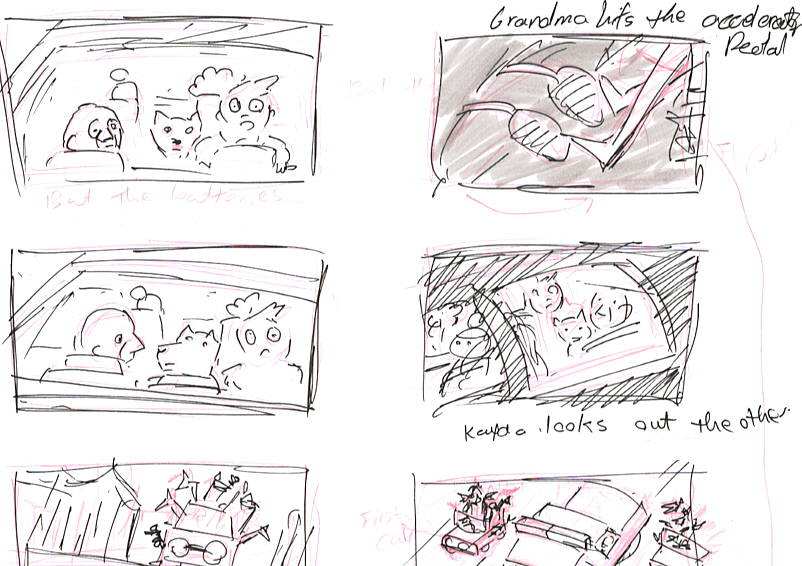 NutJob — pencil thumbnails, first pass