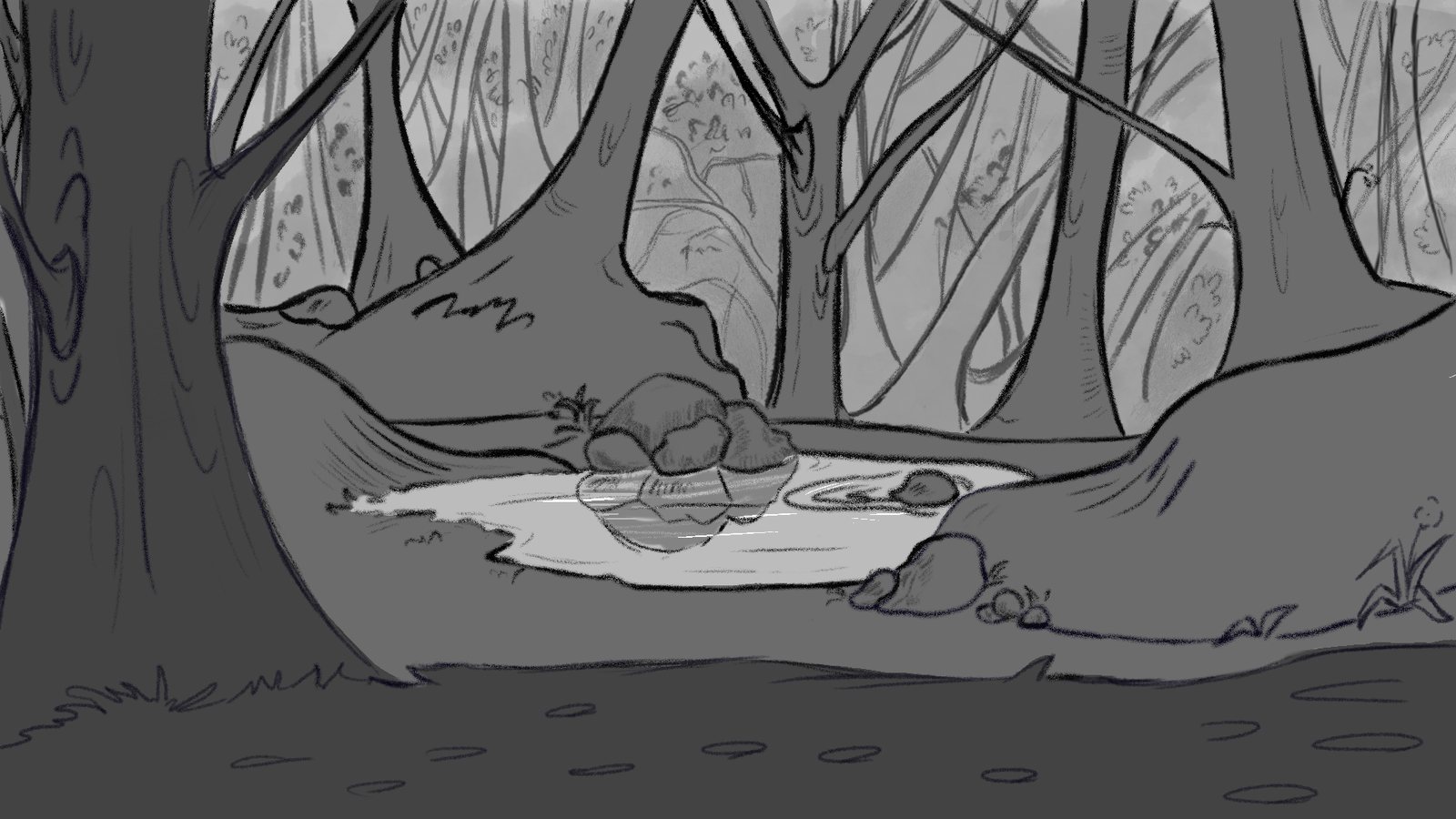 Forest pond — TVPaint background